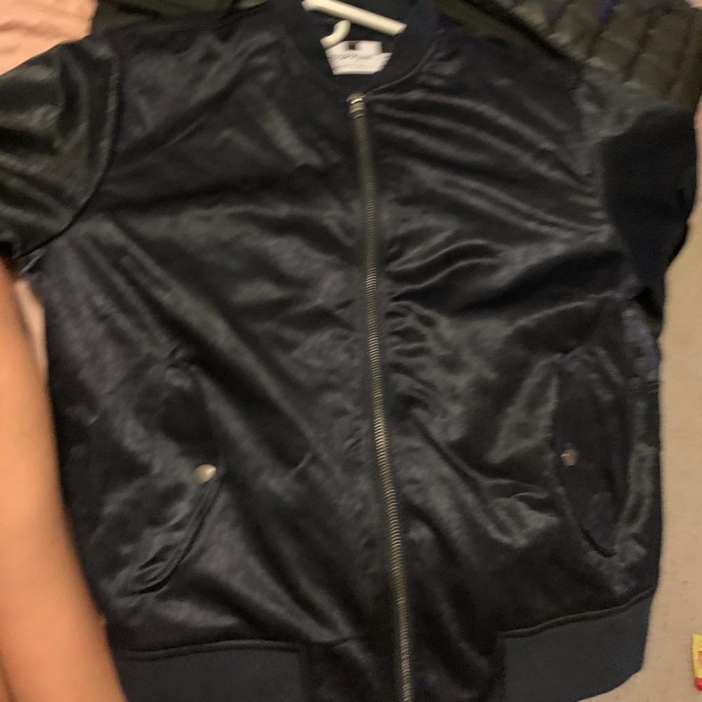 Royal blue suede bomber jacket